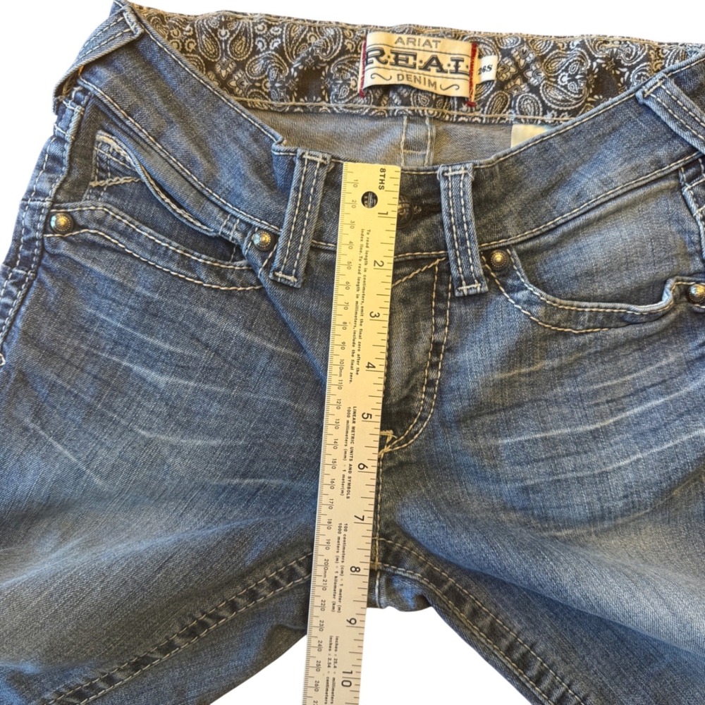 Ariat REAL Denim Womens 26S Blue Mid Rise Bootcut Jeans AW 4044 E Paisley Lining - Picture 7 of 12